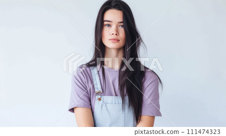 Close up portrait of a happy young woman isolated from a white background copy space for text. 111474323