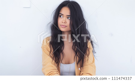 Close up portrait of a happy young woman isolated from a white background copy space for text. Close up portrait of a happy young woman isolated from a white background copy space for text. 111474337