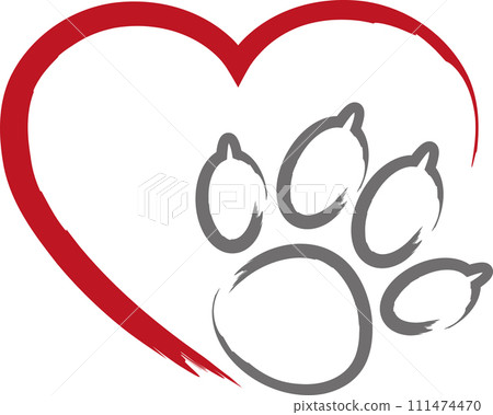 Dog paw, wolf paw, heart, logo, button, dog logo 111474470