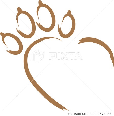 Dog paw, wolf paw, heart, logo, button, dog logo 111474472