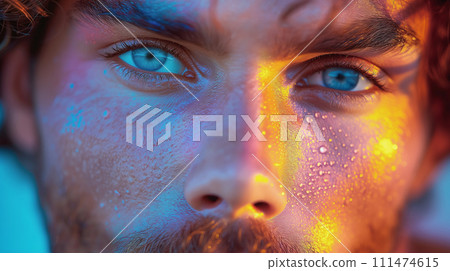 一個被雨淋濕的男人的特寫 AI 生成圖像 111474615