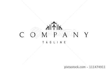 A vector logo with an abstract image of a pine tree in the form of a house. A vector logo with an abstract image of a pine tree in the form of a house. 111474911