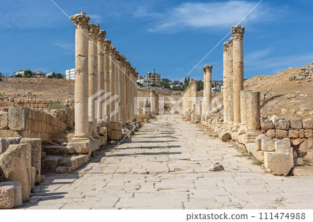 Row of columns at South Decumanus at Jerash . Jordan. Row of columns at South Decumanus at Jerash . Jordan. 111474988