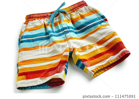 Swimming shorts. Color summer shorts isolated on white background. 111475891