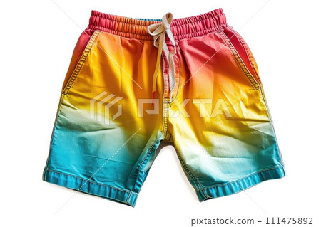 Swimming shorts. Color summer shorts isolated on white background. 111475892