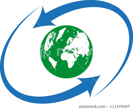 Globe and arrows, travel, recycling, logo, background 111476007