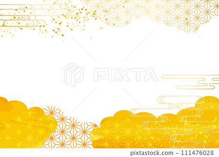 秋季日本圖案金/豪華/雲背景 111476028