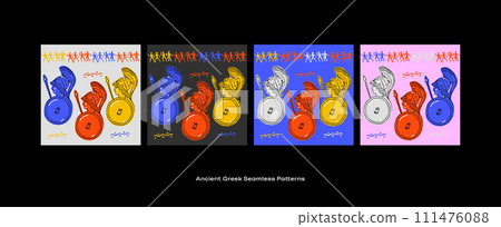 Ancient Greek Hand drawn Seamless Pattern Set Ancient Greek Hand drawn Seamless Pattern Set 111476088