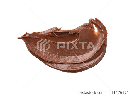 Smear of tasty chocolate paste on white background 111476175