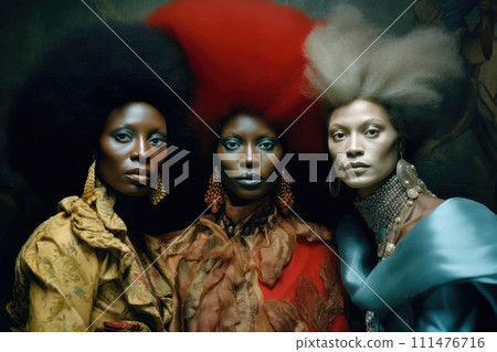 Captivating Portrait of Three African Women with Afros. AI-generated item Captivating Portrait of Three African Women with Afros. AI-generated item 111476716