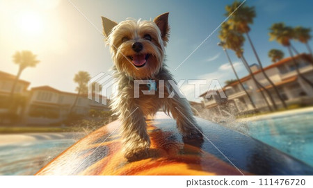 Adventurous Dog Surfing on Ocean Waves. AI-generated item Adventurous Dog Surfing on Ocean Waves. AI-generated item 111476720