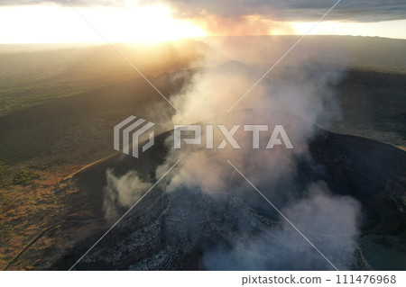 Gas fly from masaya volcano crater 111476968