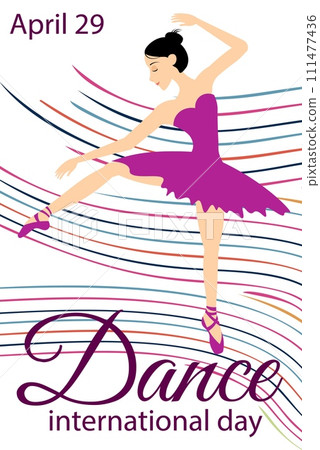Dance Day. Ballerina dances on a transparent background. Dance Day. Ballerina dances on a transparent background. 111477436