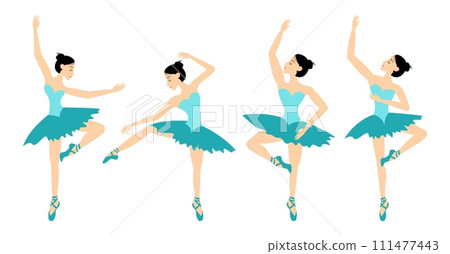 Classical ballet. Set of ballerinas in ballet poses on a transparent background. Classical ballet. Set of ballerinas in ballet poses on a transparent background. 111477443