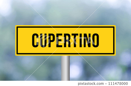 Cupertino road sign on blur background 111478000
