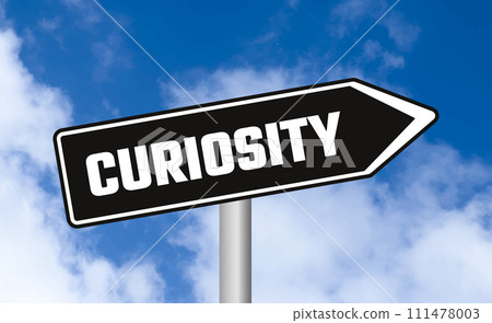 Curiosity road sign on cloudy sky background 111478003