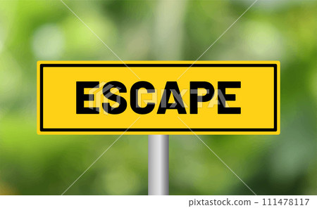 Escape road sign on blur background 111478117