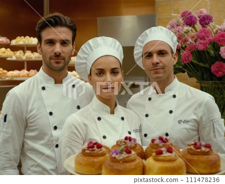 Generation of a young cook in the kitchen. 111478236