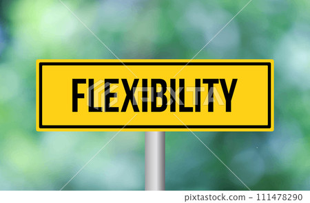 Flexibility road sign on blur background 111478290