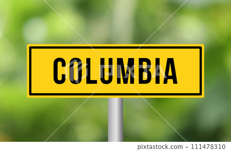 Columbia road sign on blur background 111478310