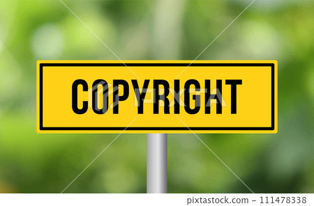 Copyright road sign on blur background 111478338