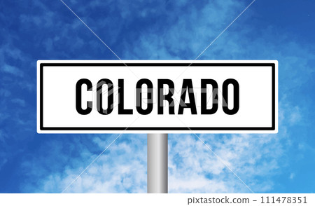 Colorado road sign on blue sky background 111478351