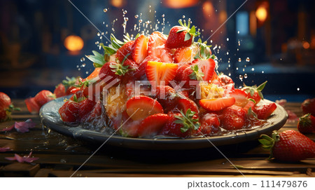 Immerse yourself in the vibrant world of Asian food photography, where flying pieces of strawberries, bananas and other fruits take center stage. These spectacular splashes are carefully captured usin Immerse yourself in the vibrant world of Asian food photography, where flying pieces of strawberries, bananas and other fruits take center stage. These spectacular splashes are carefully captured usin 111479876