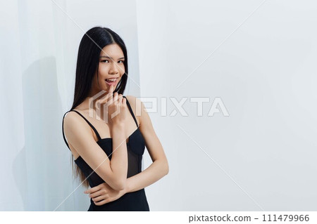 Asian woman white glamour beauty portrait beautiful hair fashion cosmetic femininity model 111479966