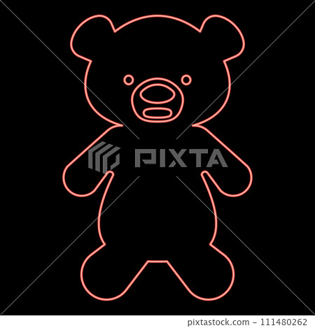 Neon toy plush bear cute doll red color vector illustration image flat style Neon toy plush bear cute doll red color vector illustration image flat style 111480262