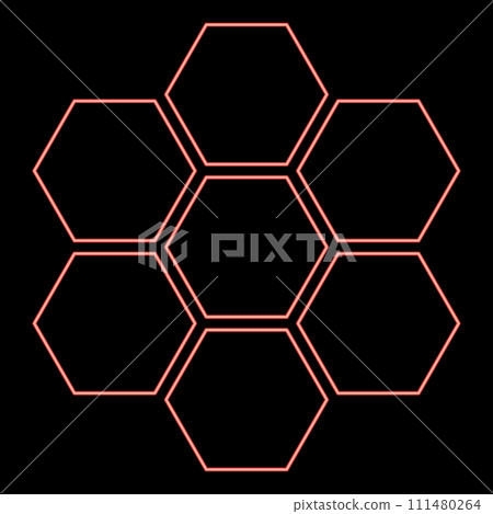Neon hexagonal technology concept hexagon six items bee sota geometry six sided polygon red color vector illustration image flat style Neon hexagonal technology concept hexagon six items bee sota geometry six sided polygon red color vector illustration image flat style 111480264