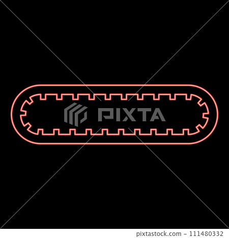 Neon strap for engine toothed belt for gear cambelt timing gas distribution mechanism red color vector illustration image flat style Neon strap for engine toothed belt for gear cambelt timing gas distribution mechanism red color vector illustration image flat style 111480332