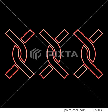 Neon chain fence twisted wire red color vector illustration image flat style 111480338