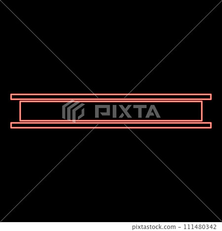 Neon steel beam I-beam red color vector illustration image flat style 111480342