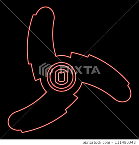 Neon knife for meat grinder mincer chopper accessory spare component part red color vector illustration image flat style 111480348