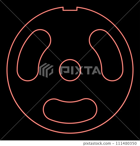 Neon grate for meat grinder plate mincer device for growing shallow of meat lattice sieve red color vector illustration image flat style 111480350