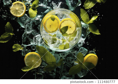 AI-generated content. Fresh Lemon Mint Water Splash 111480777