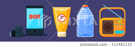 Outing Object and Equipment for Camping and Travel Vector Set Outing Object and Equipment for Camping and Travel Vector Set 111481133