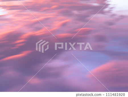 View of Gorgeous of sunset with dramatic pink and blue clouds on sky background. 111481920