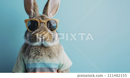 AI-generated content. Stylish Rabbit in Sunglasses and T-shirt 111482155