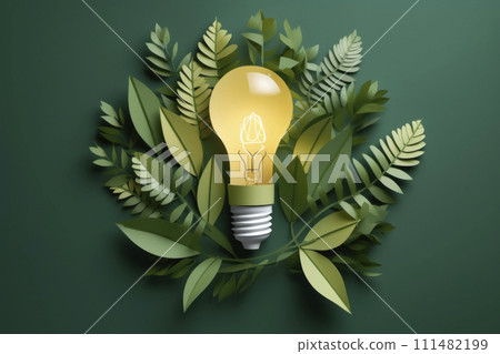 AI-generated content. Eco-Friendly Light Bulb with Green Leaves 111482199