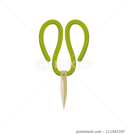 Garden shears, utility shears with green, tube ears, vector illustration Garden shears, utility shears with green, tube ears, vector illustration 111482397