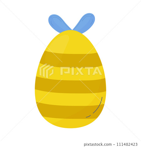 Cute Easter egg, in the shape of a wasp, bee with wings. On a white isolated background Cute Easter egg, in the shape of a wasp, bee with wings. On a white isolated background 111482423