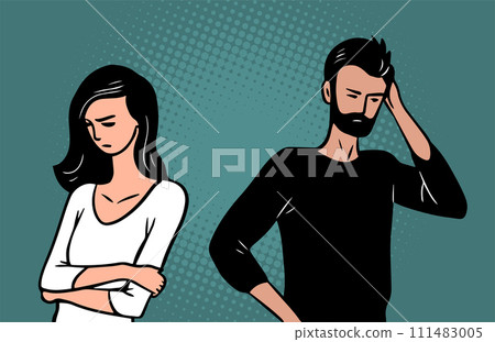 The young man and woman quarrel 111483005