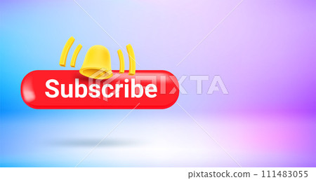 Subscribe button with icons. Vector 3d banner with copy space 111483055