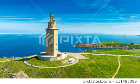 View of the Tower of Hercules, A Coruna, Galicia, Spain 111483089