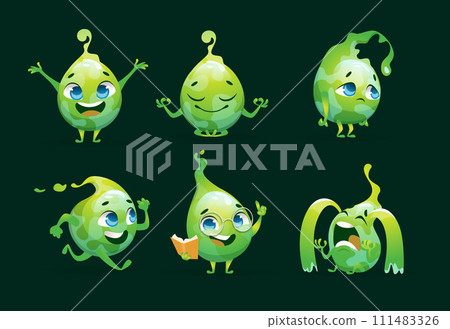 Toxic drops cartoon mascots of green drops 111483326
