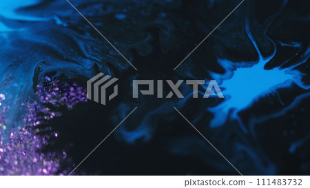 Paint spill ink mix water blue black glitter fluid Paint spill ink mix water blue black glitter fluid 111483732