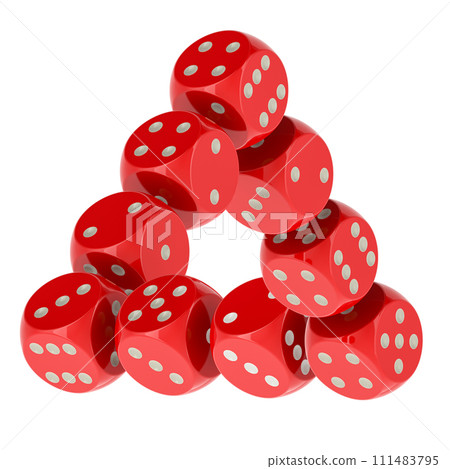 Impossible Triangle from red dices, 3D rendering Impossible Triangle from red dices, 3D rendering 111483795