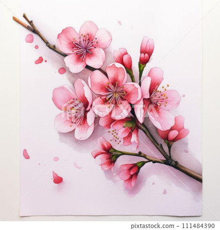 Cherry blossom flower blooming. Pink sakura flower background. Pink cherry blossom, isolated Sakura tree branch. For card, banner, invitation, social media post, poster, mobile apps, advertising. Cherry blossom flower blooming. Pink sakura flower background. Pink cherry blossom, isolated Sakura tree branch. For card, banner, invitation, social media post, poster, mobile apps, advertising. 111484390