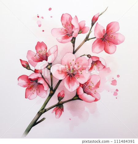 Cherry blossom flower blooming. Pink sakura flower background. Pink cherry blossom, isolated Sakura tree branch. For card, banner, invitation, social media post, poster, mobile apps, advertising. Cherry blossom flower blooming. Pink sakura flower background. Pink cherry blossom, isolated Sakura tree branch. For card, banner, invitation, social media post, poster, mobile apps, advertising. 111484391